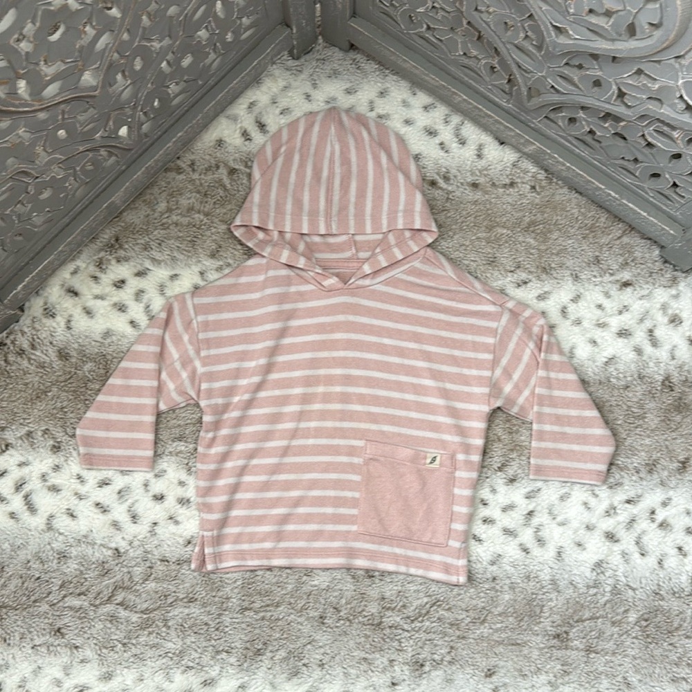 Easy Peasy striped pink hoodie baby girls 12 months preppy coastal softgirl fall